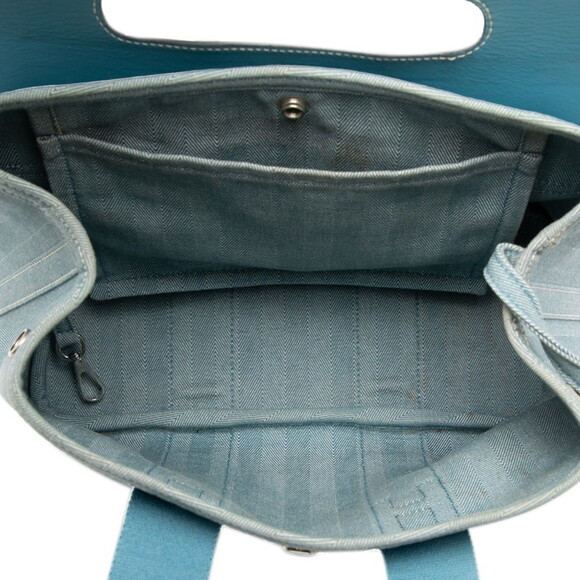 Hermes Hermès Valparaiso PM Handbag in Blue Jean Toile Chevron Leather for Women - Picture 4 of 6